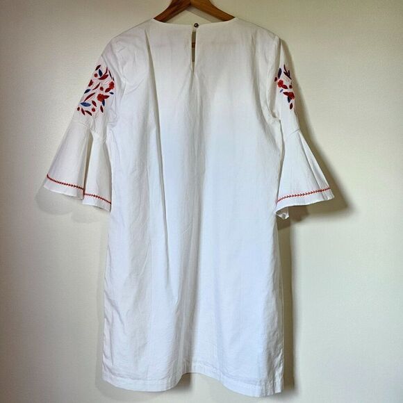 EUC MUDPIE WHITE EMBROIDERED BELL SLEEVES VINTAGE STYLE DRESS SIZE M - Picture 7 of 16